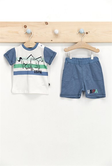 U.S. Polo Assn Lisanslı Krem Erkek Bebek T-Shirt Takım